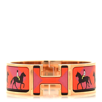 Hermes Enamel Les Allures Wide Clic H Bracelet PM Scarlet 1 of 5