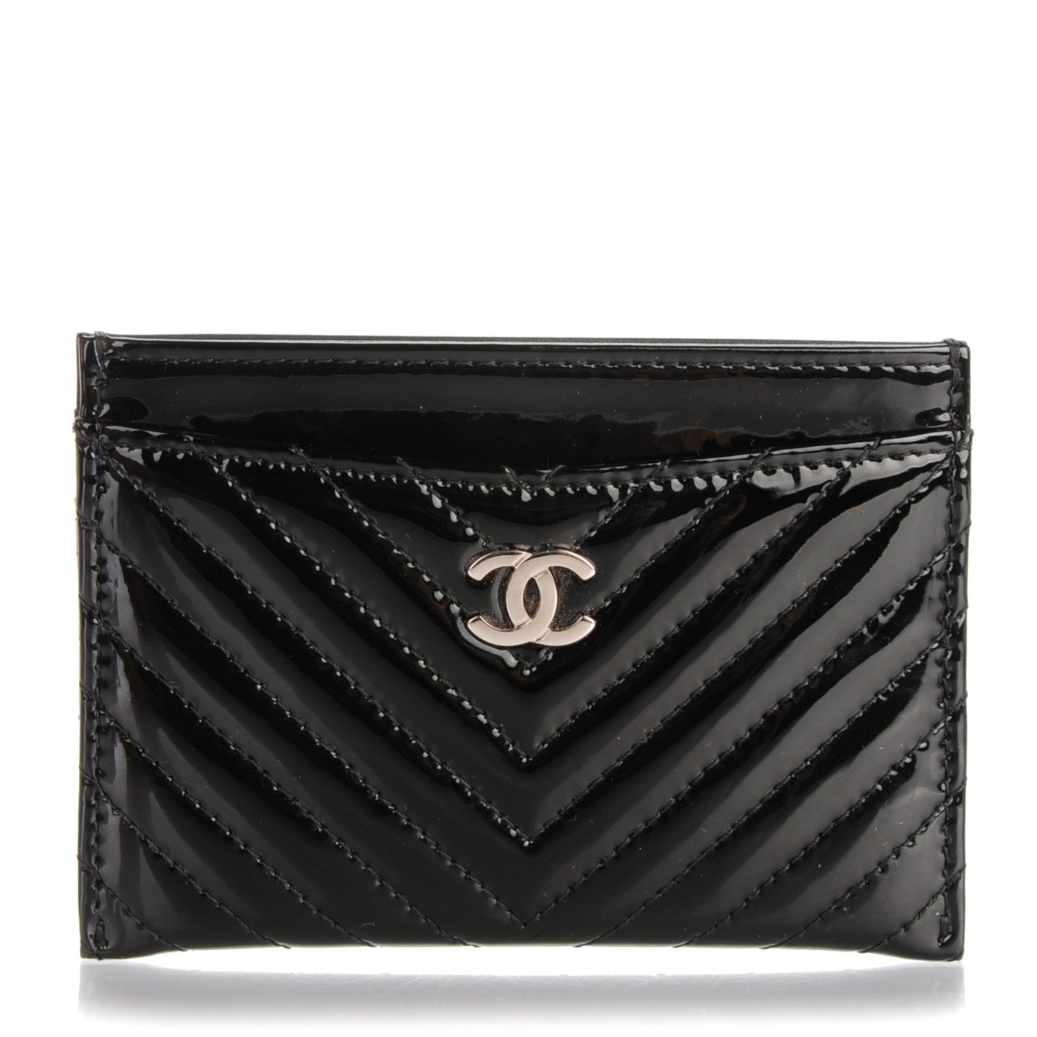 Chanel Patent Chevron Card Holder Black 1 of 8