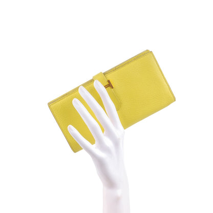 Hermes Chevre Mysore Bearn Gusset Wallet Lime 2 of 7