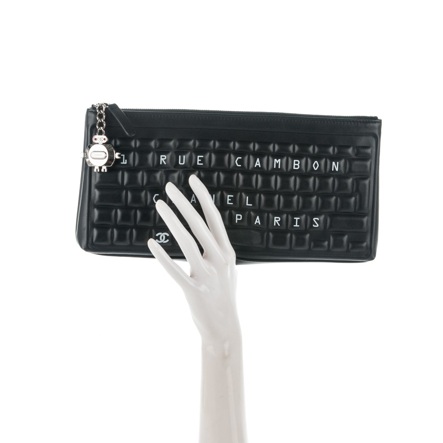 Metallic Calfskin Keyboard Pouch Black