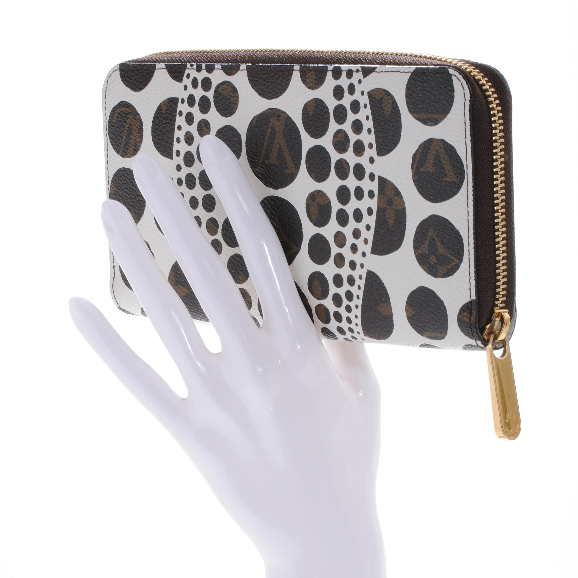 Louis Vuitton Monogram Kusama Pumpkin Dots Zippy Wallet White 2 of 6