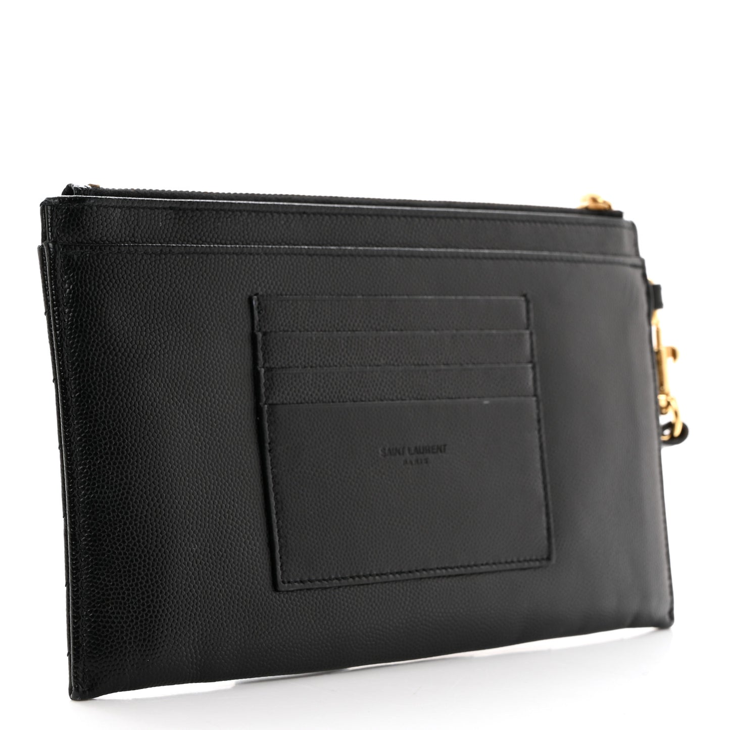 Grain De Poudre Chevron Monogram Large Bill Pouch Black