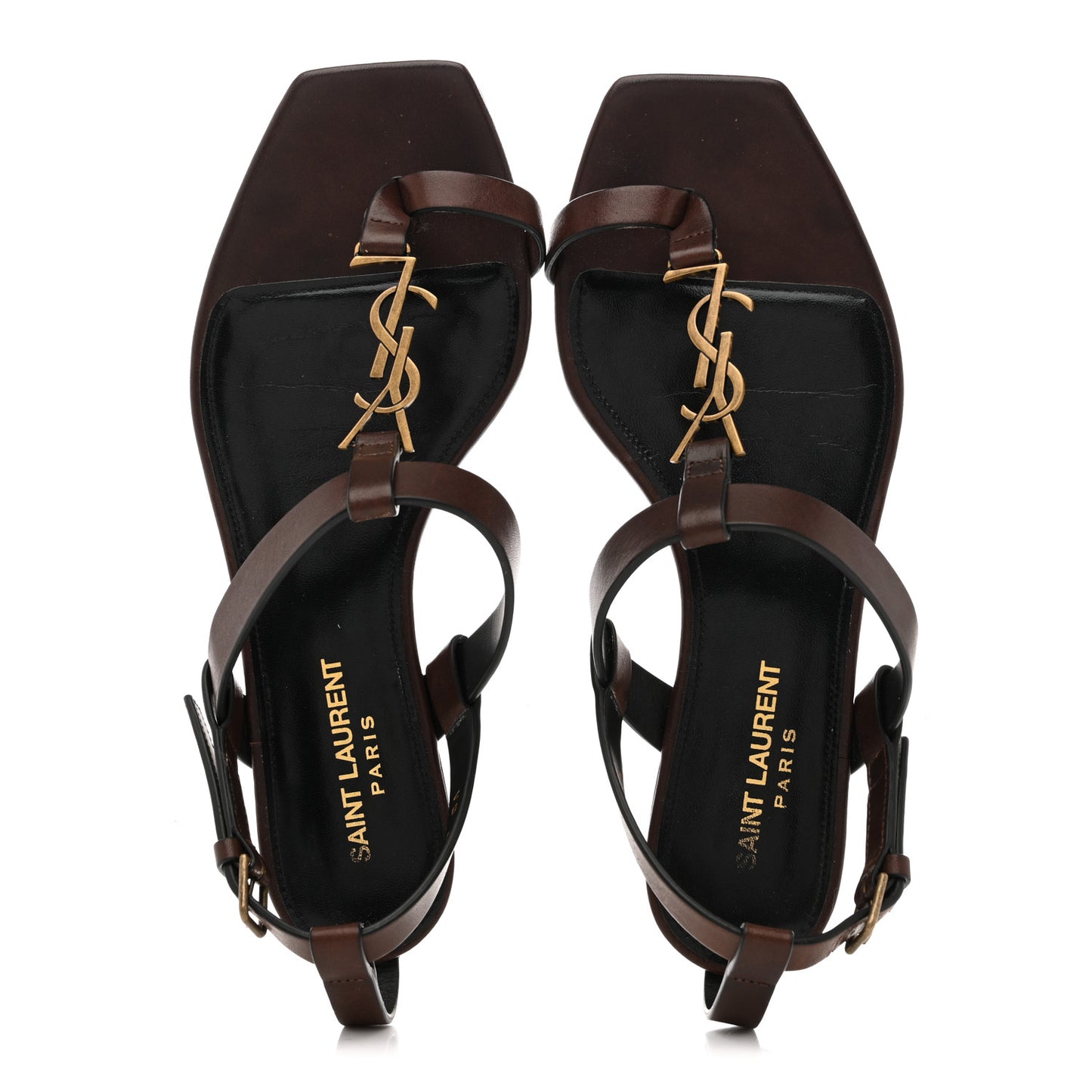 Calfskin Cassandra Monogram Sandals 36.5 Dark Brown