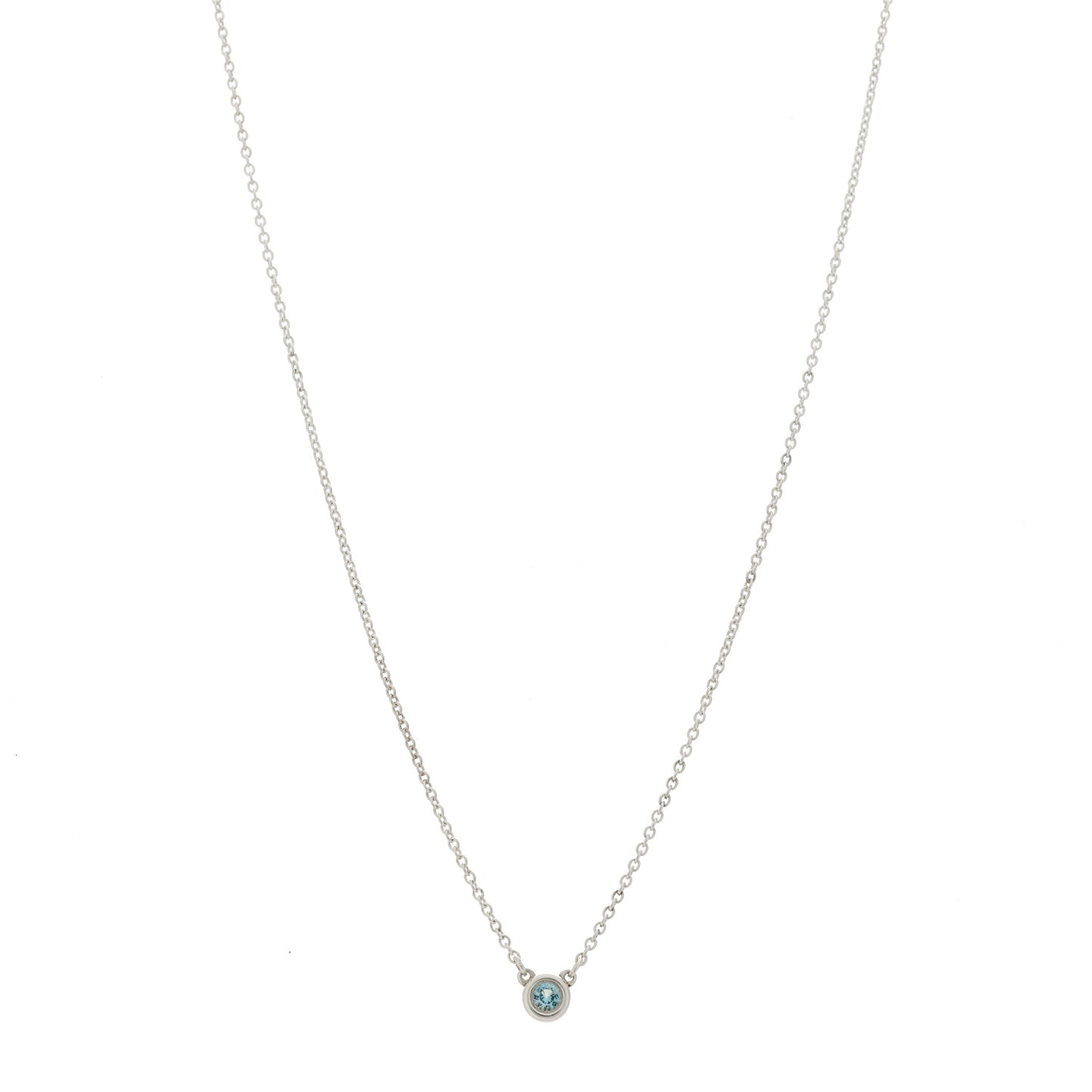 Sterling Silver Aquamarine Elsa Peretti Color by the Yard Pendant Necklace