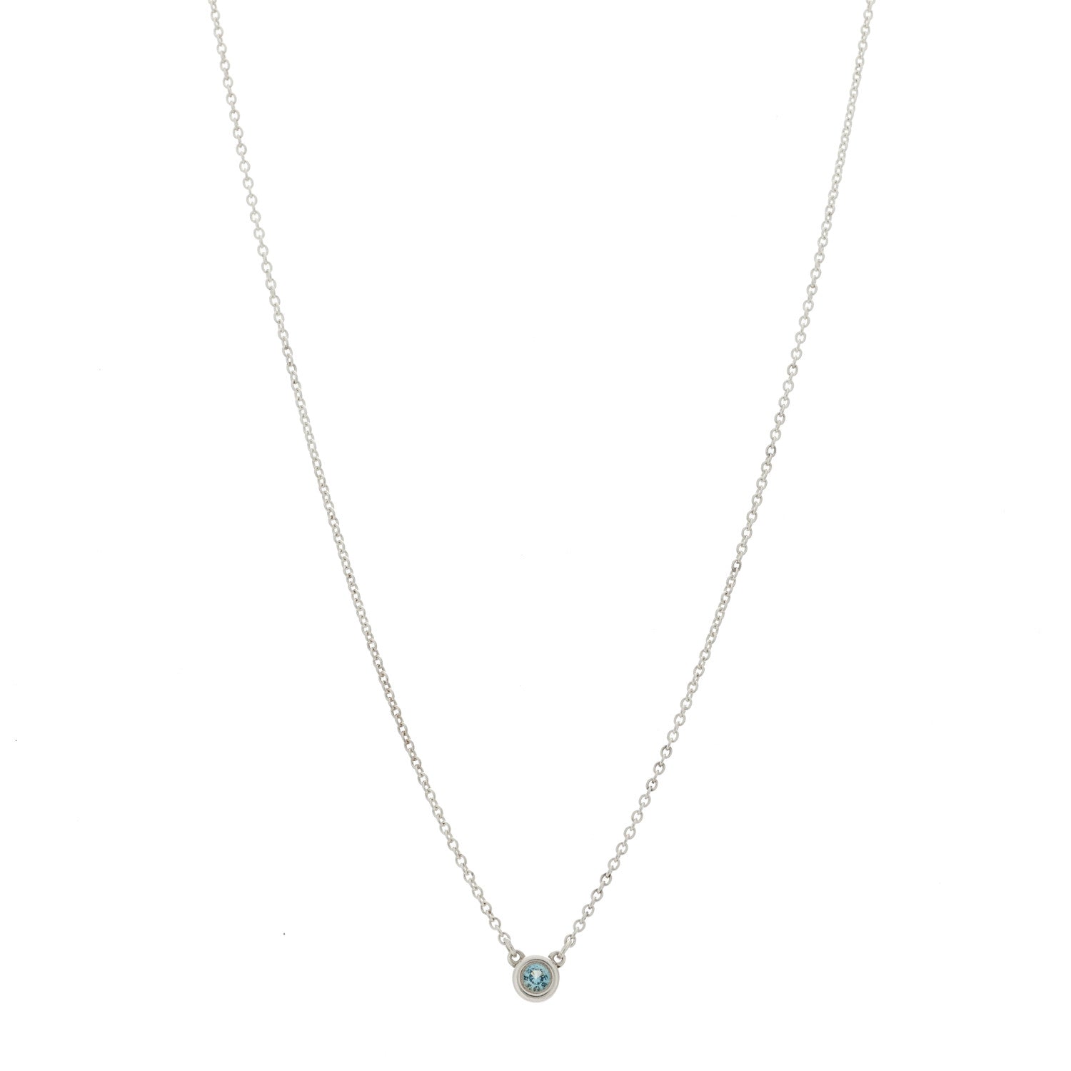 Tiffany Sterling Silver Aquamarine Elsa Peretti Color by the Yard Pendant Necklace 1 of 6