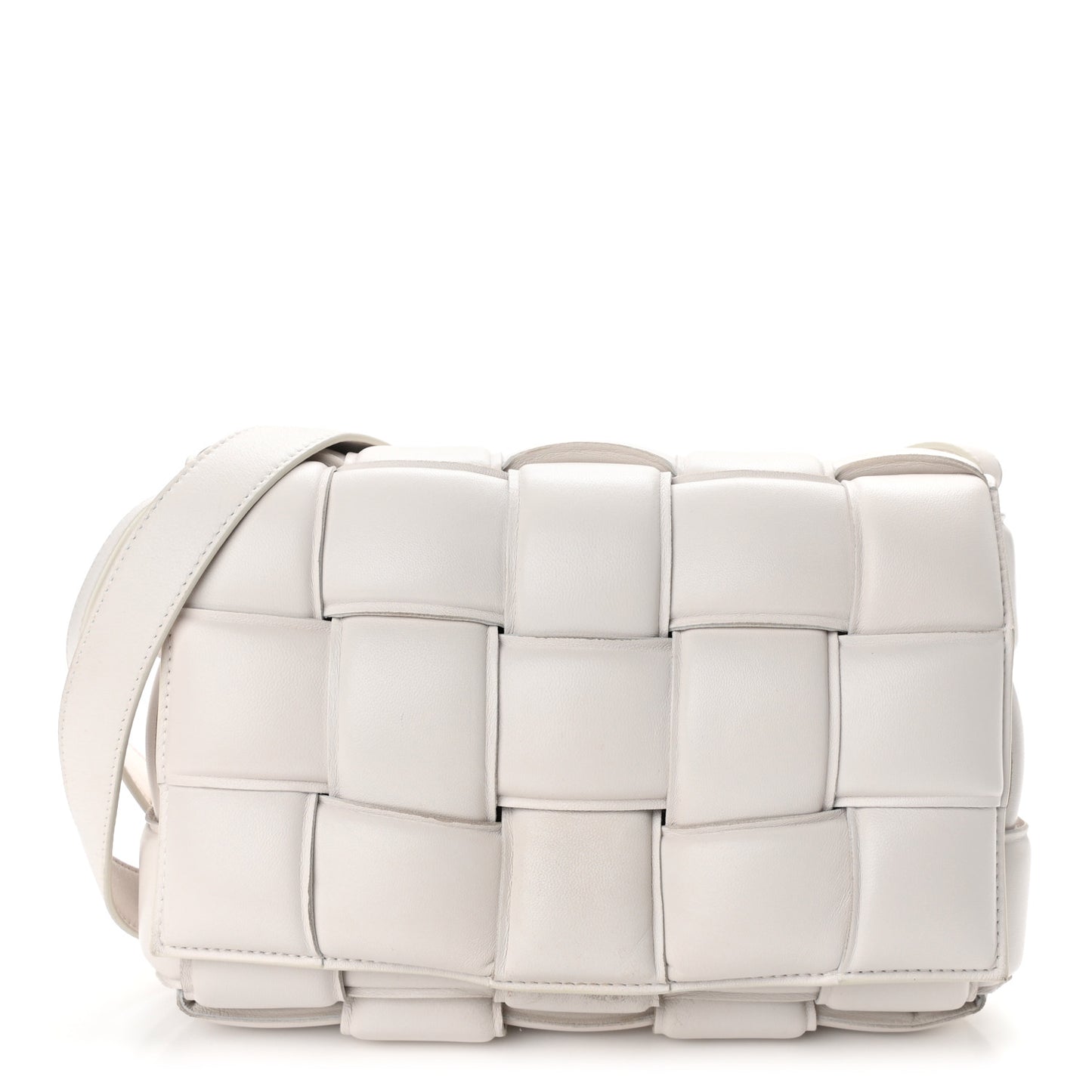 Nappa Maxi Intreccio Padded Cassette Crossbody Bag Chalk