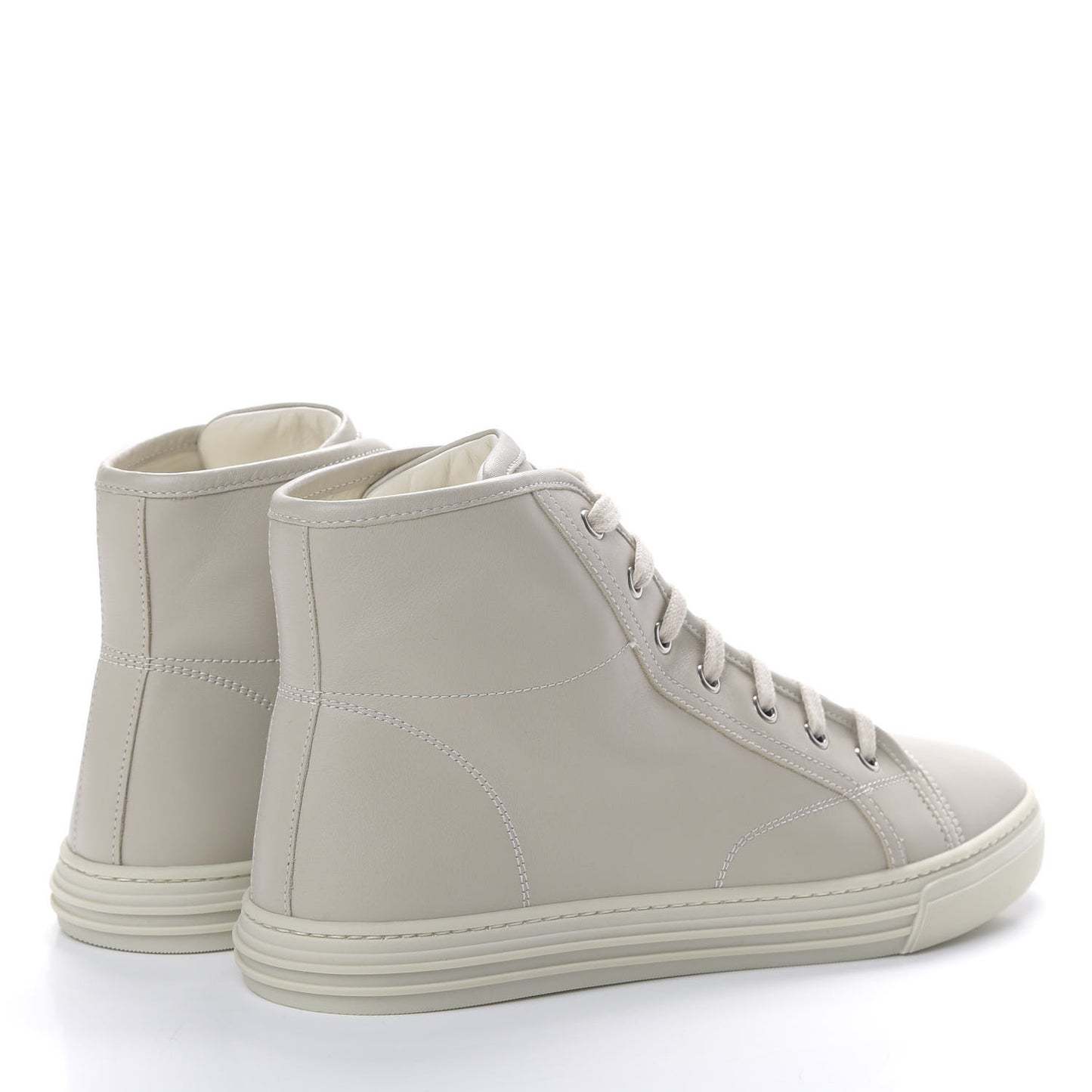 Calfskin Womens High Top Sneakers 40 Mystic White