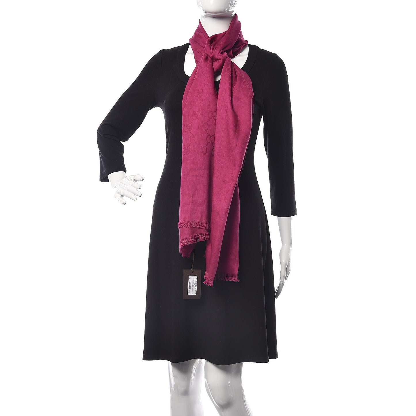 Wool Silk Monogram Scarf Fuchsia