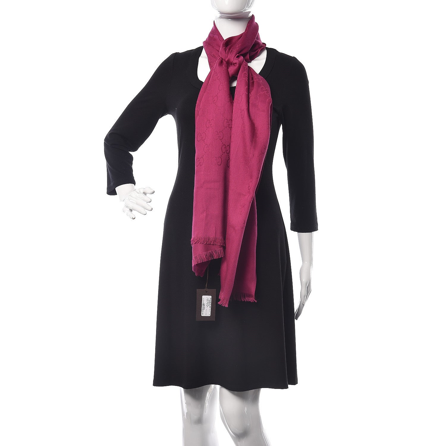 Gucci Wool Silk Monogram Scarf Fuchsia 2 of 5