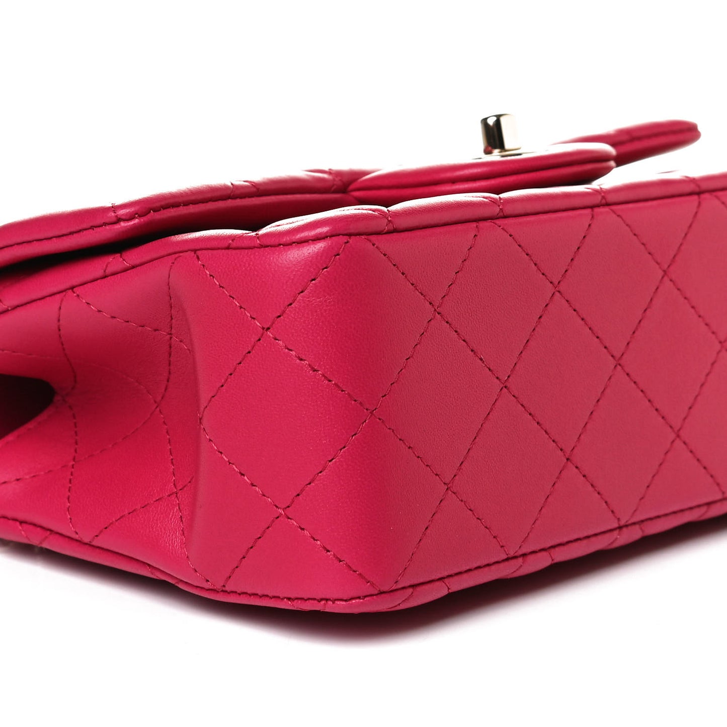 Lambskin Quilted Mini Top Handle Rectangular Flap Dark Pink