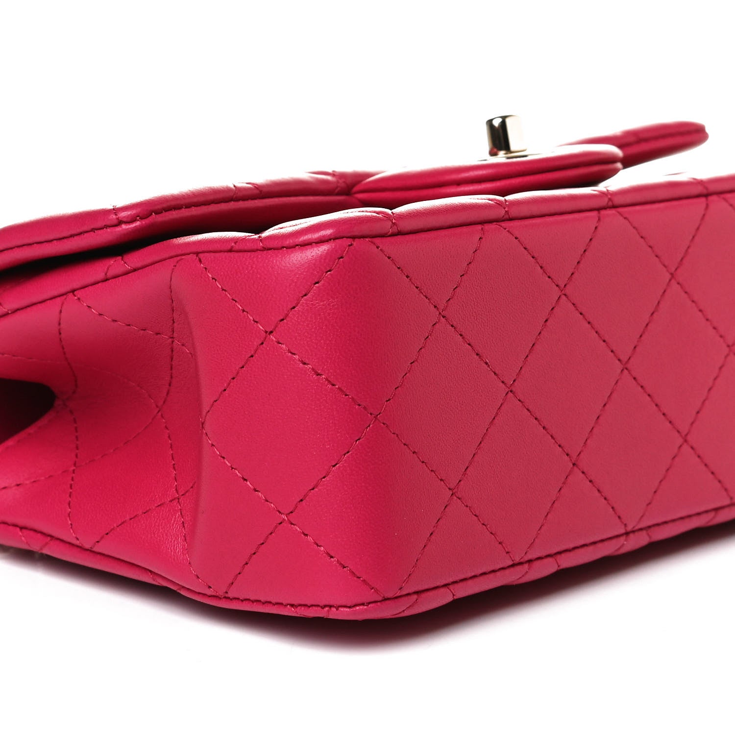 Chanel Lambskin Quilted Mini Top Handle Rectangular Flap Dark Pink 9 of 15