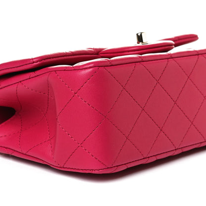 Chanel Lambskin Quilted Mini Top Handle Rectangular Flap Dark Pink 9 of 15