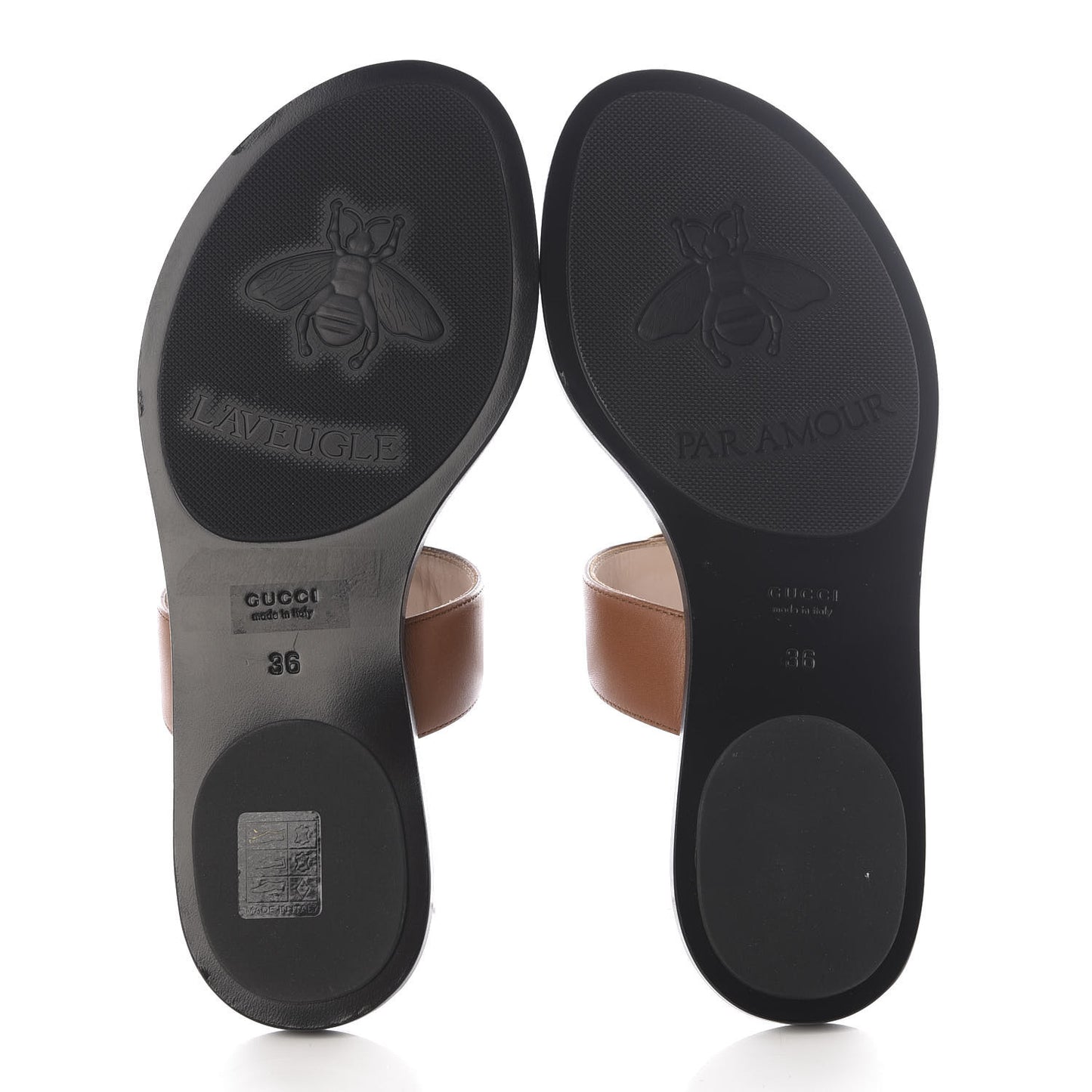 Calfskin GG Marmont Thong Sandals 36 Cognac