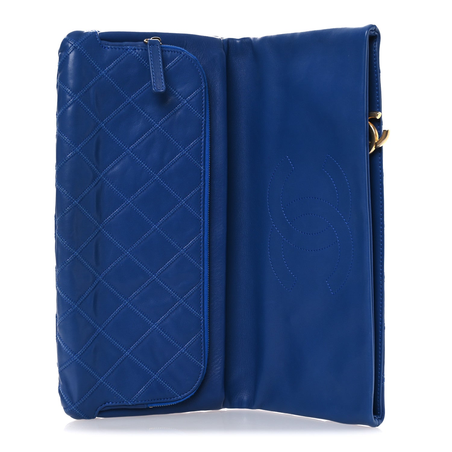 Chanel Calfskin Stitched Thin City Clutch Blue 6 of 16