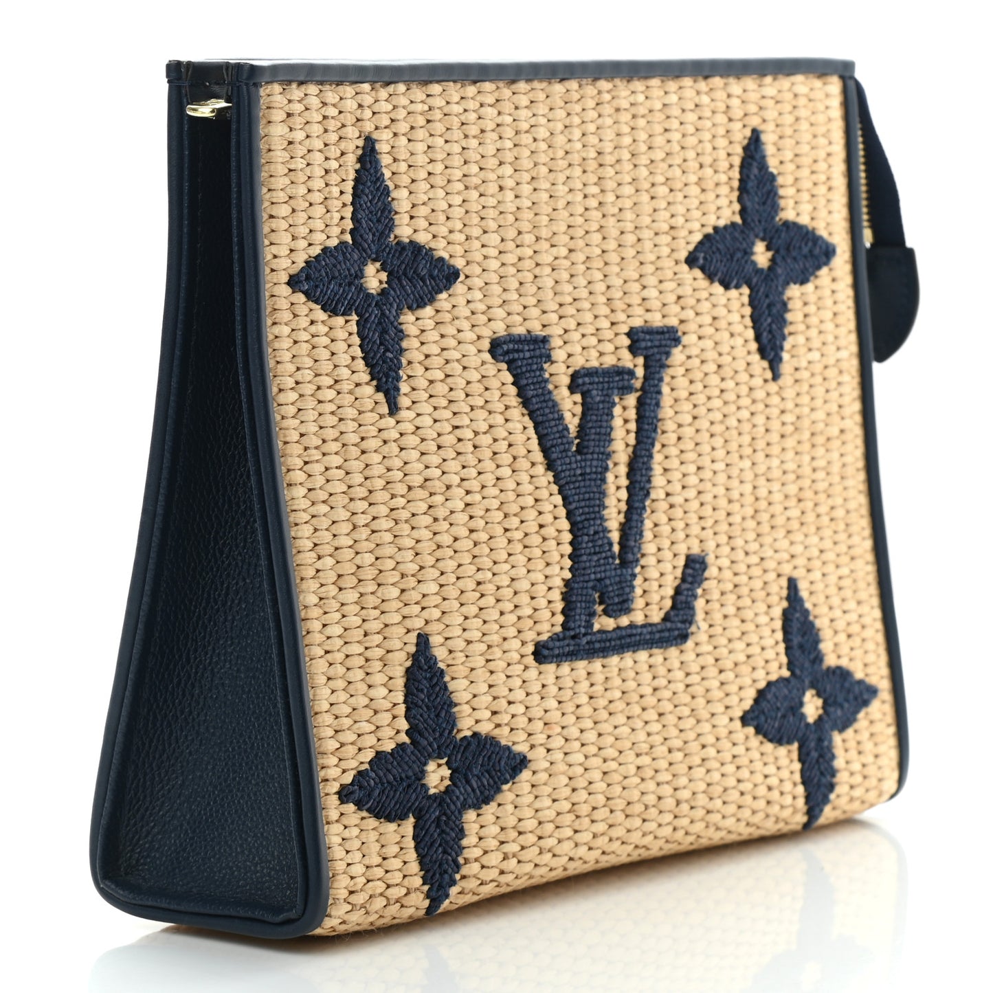 Raffia Calfskin Monogram Giant Toiletry Pouch 26 Blue