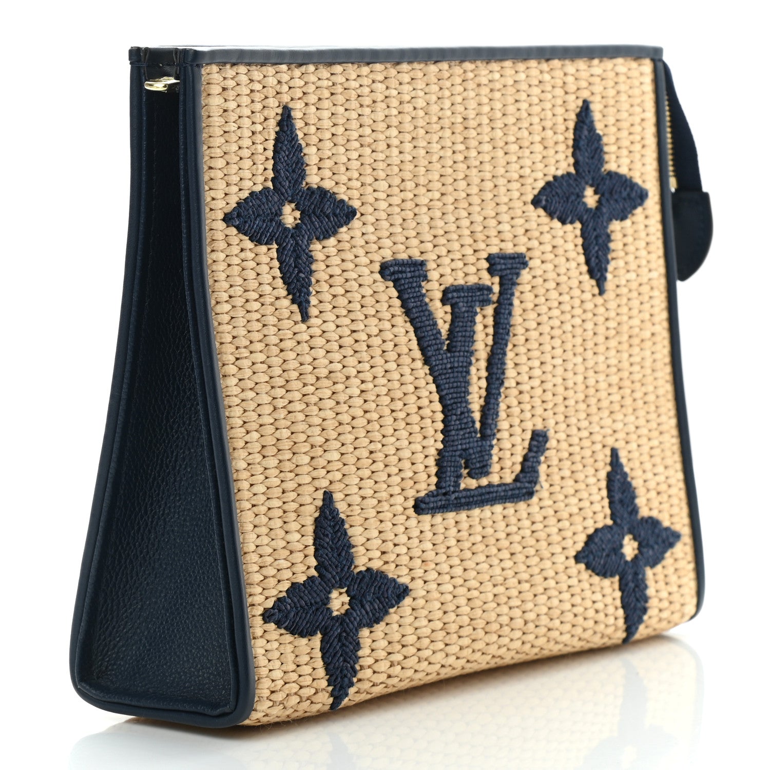 Louis Vuitton Raffia Calfskin Monogram Giant Toiletry Pouch 26 Blue 4 of 7