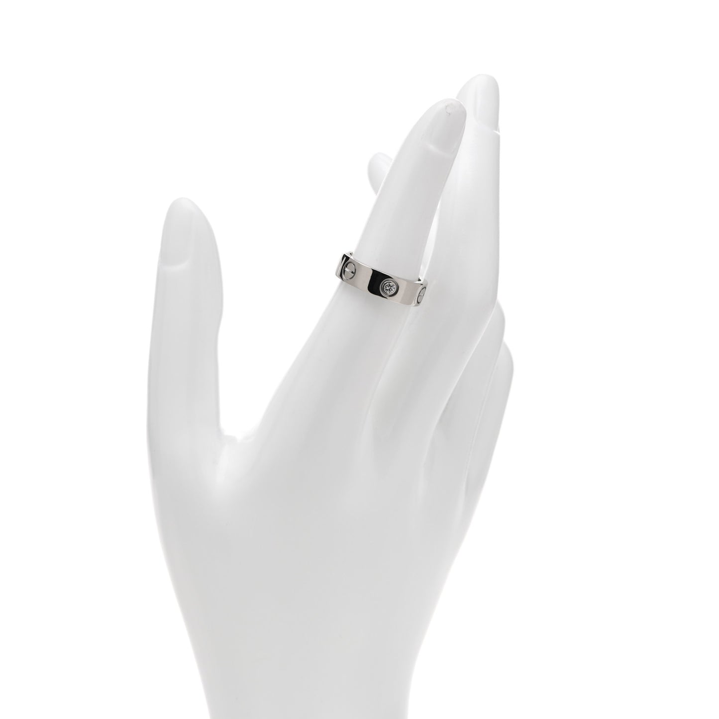 18K White Gold 3 Diamond 5.5mm LOVE Ring 52 6