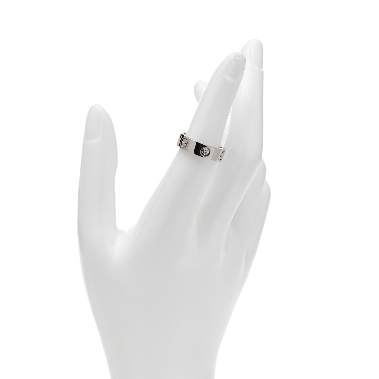 Cartier 18K White Gold 3 Diamond 5.5mm LOVE Ring 52 6 2 of 6