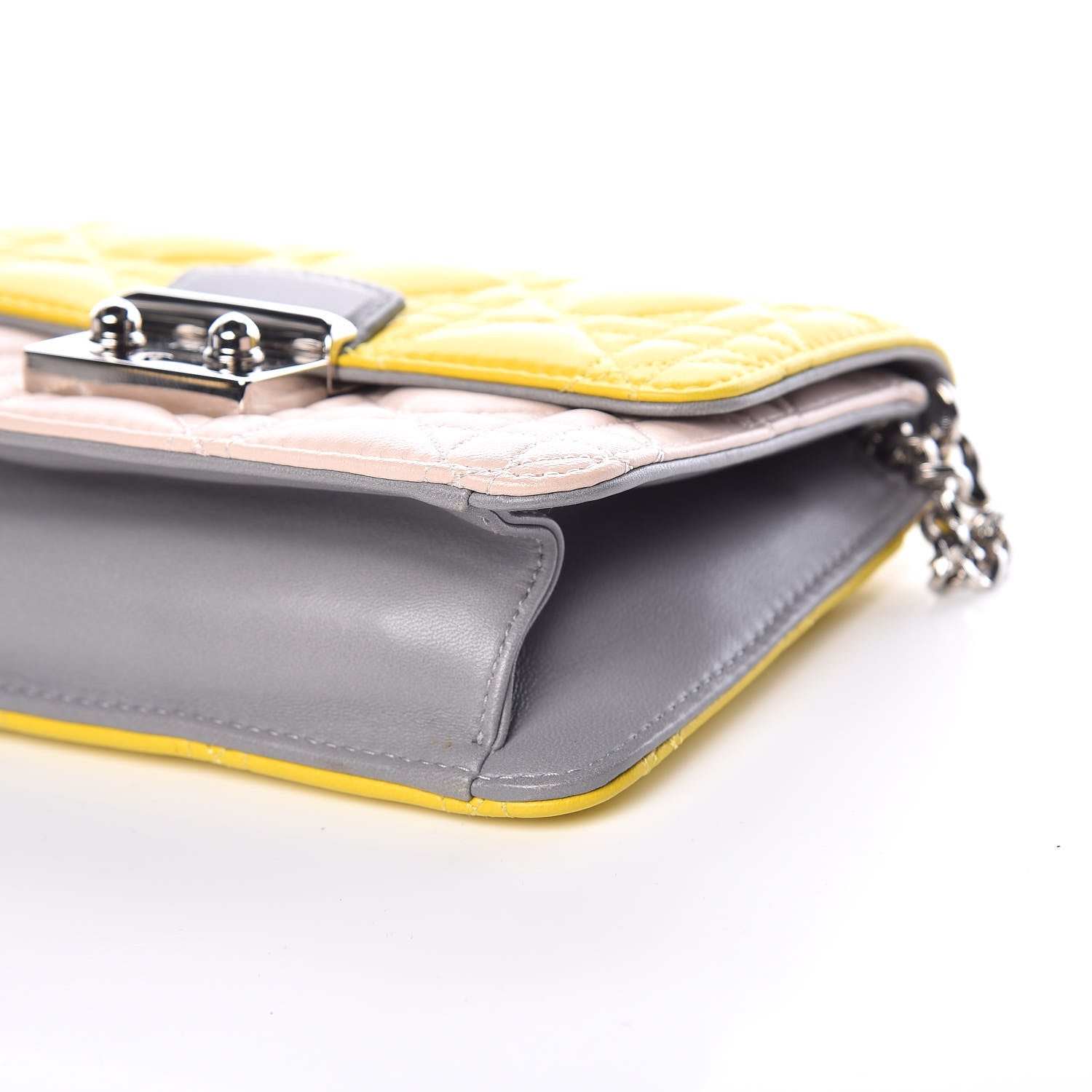 Christian Dior Lambskin Cannage Tri-Color Mini Miss Dior Promenade Pouch Jaune Vif 6 of 10