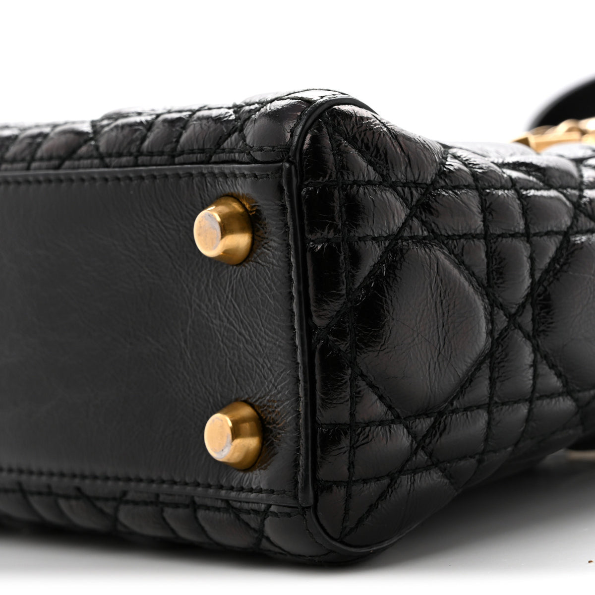 Christian Dior Crinkled Patent Cannage Small Lucky Badges My Lady Dior Black 10 of 13