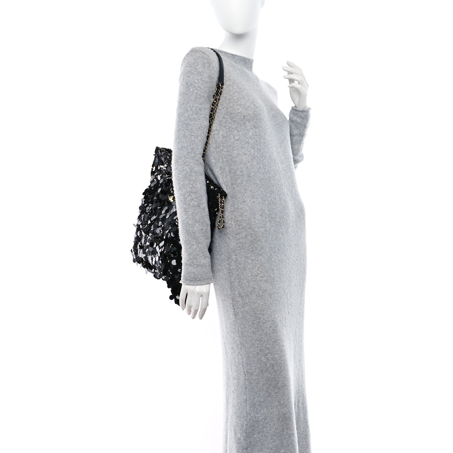 Chanel Sequin Shopping Tote Black 2 of 10