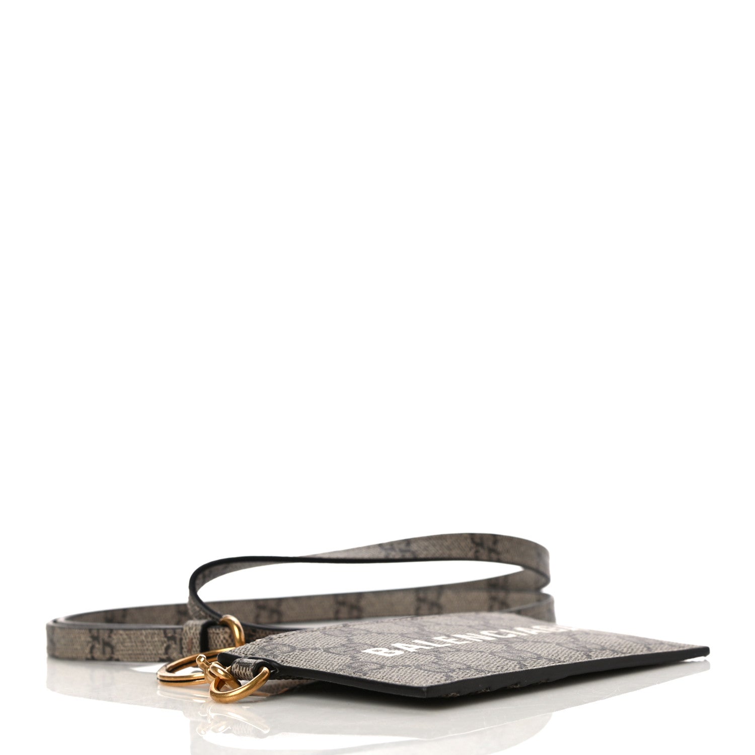 Gucci X BALENCIAGA GG Supreme Monogram Logo Card Case With Strap Beige Ebony 3 of 9