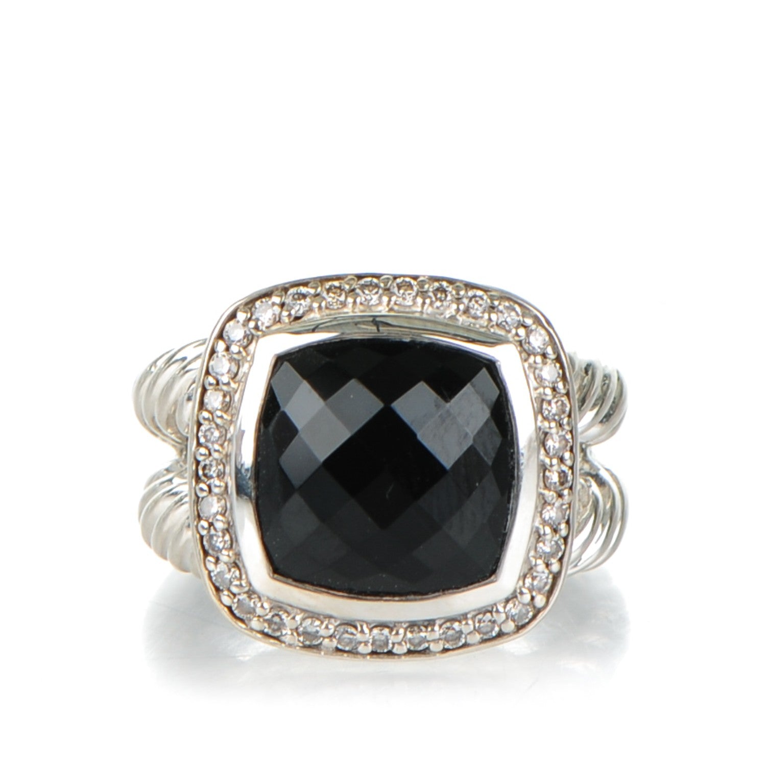 David Yurman Sterling Silver Diamond Black Onyx 11mm Albion Ring 50 5.25 1 of 4
