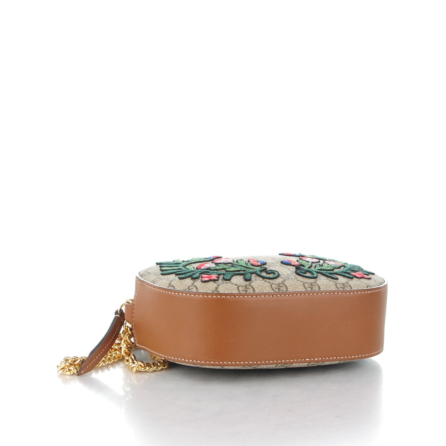 GG Supreme Monogram Floral Embroidered Mini Chain Shoulder Bag Beige Tuscany