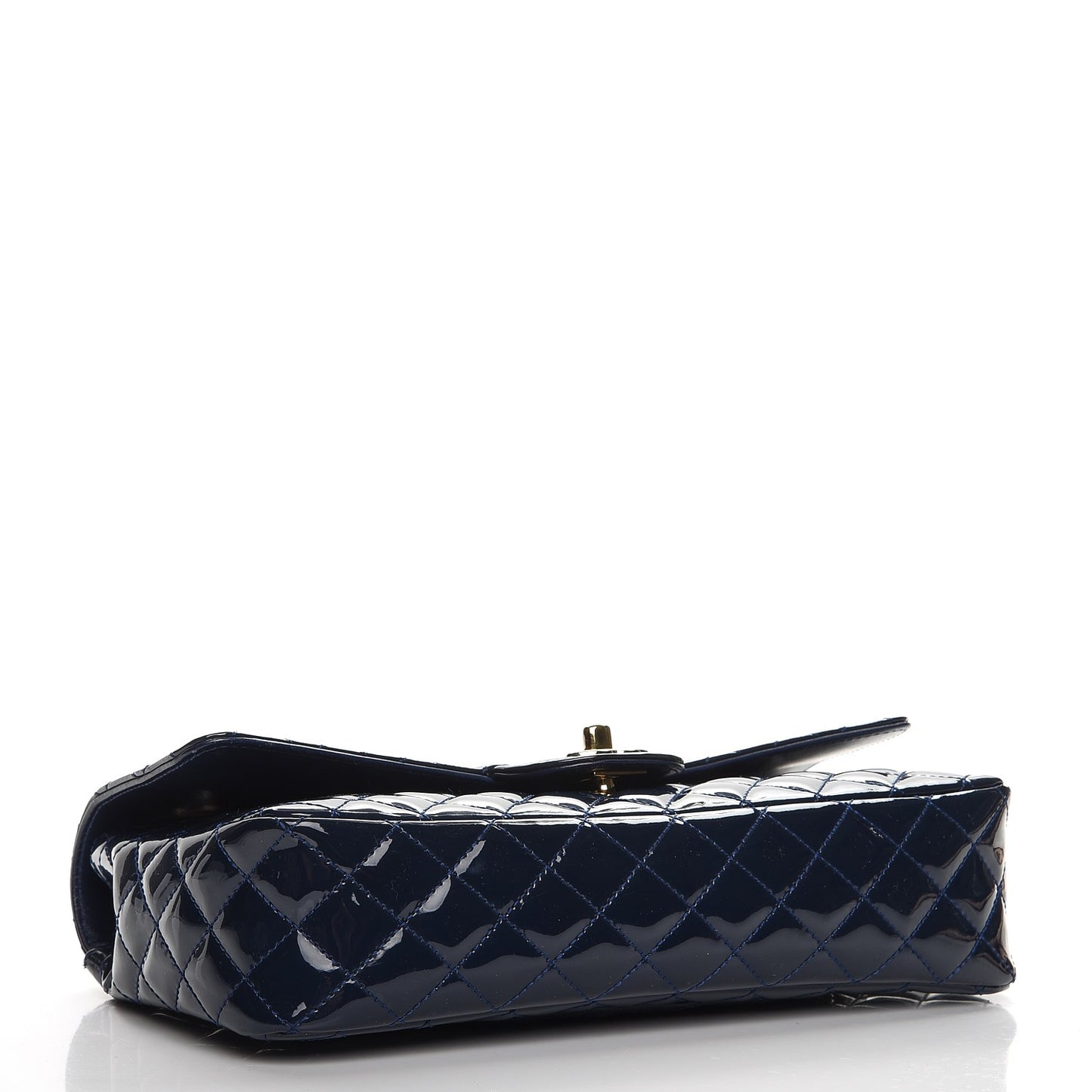Patent Calfskin Quilted Valentine Charms Medium Single Flap Navy
