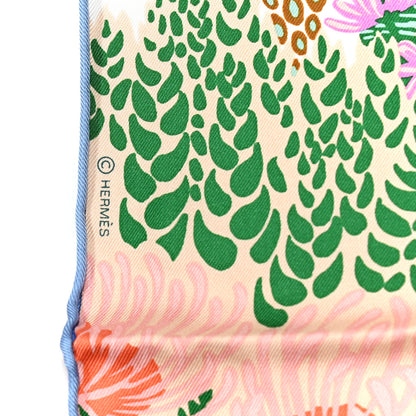 Hermes Silk Mountain Zebra Scarf 90 Vert Ciel Rose 3 of 6
