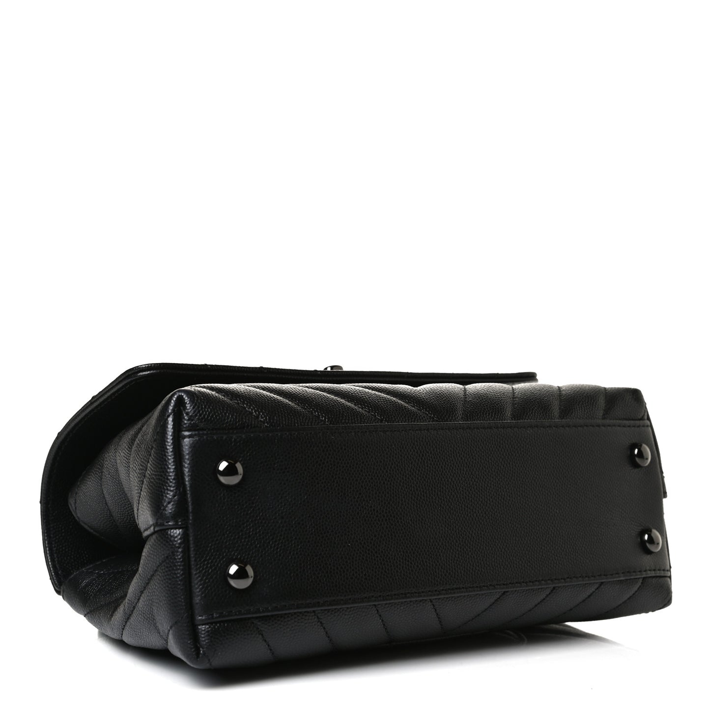 Caviar Chevron Quilted Mini Coco Handle Flap So Black