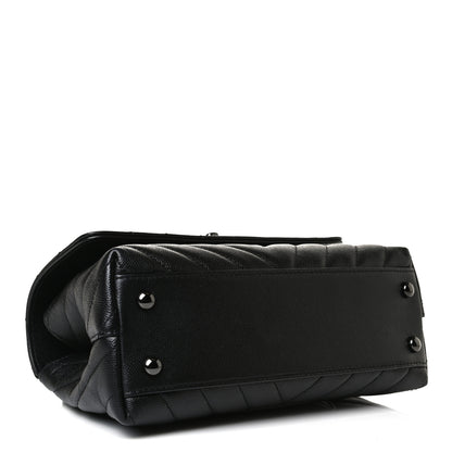 Chanel Caviar Chevron Quilted Mini Coco Handle Flap So Black 4 of 14