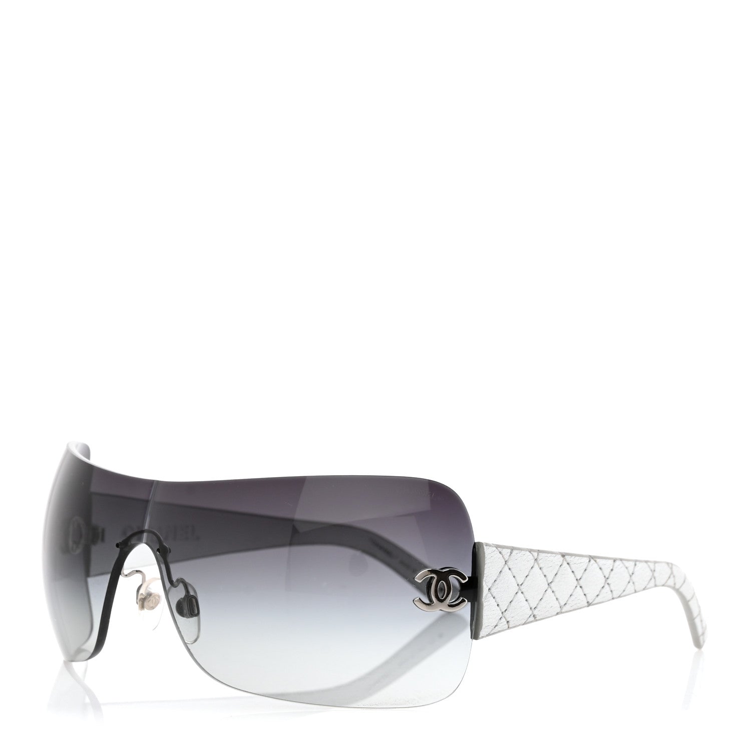 Chanel Metallic Quilted CC Sunglasses 4157-Q Silver 1 of 9