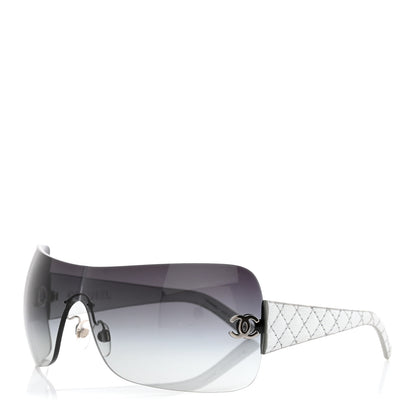 Chanel Metallic Quilted CC Sunglasses 4157-Q Silver 1 of 9