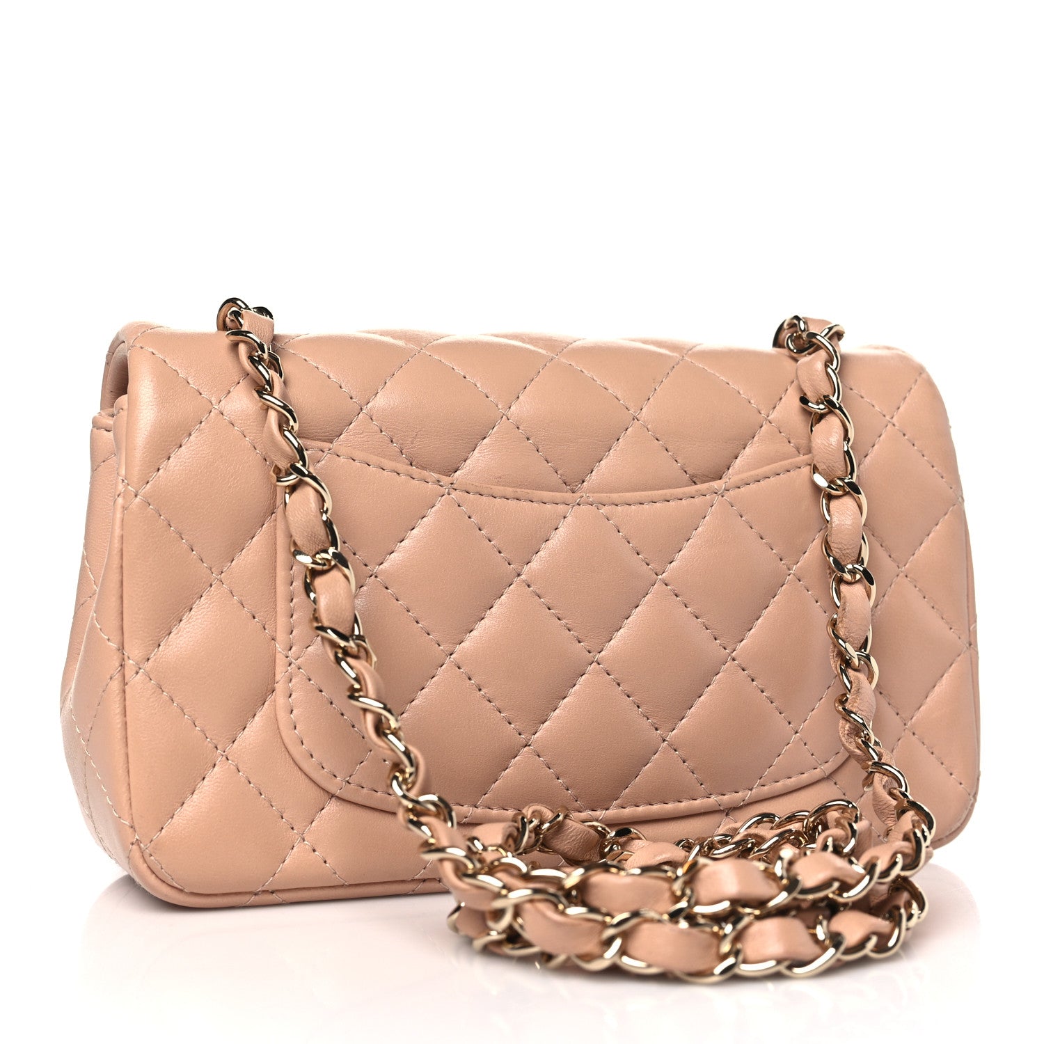 Chanel Lambskin Quilted Mini Rectangular Flap Beige 3 of 9