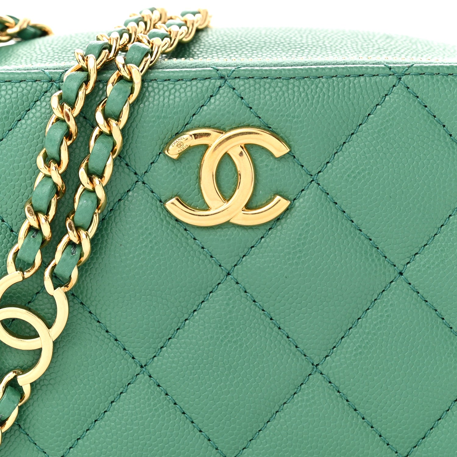 Chanel Caviar Quilted Mini CC You Camera Case Dark Green 8 of 10