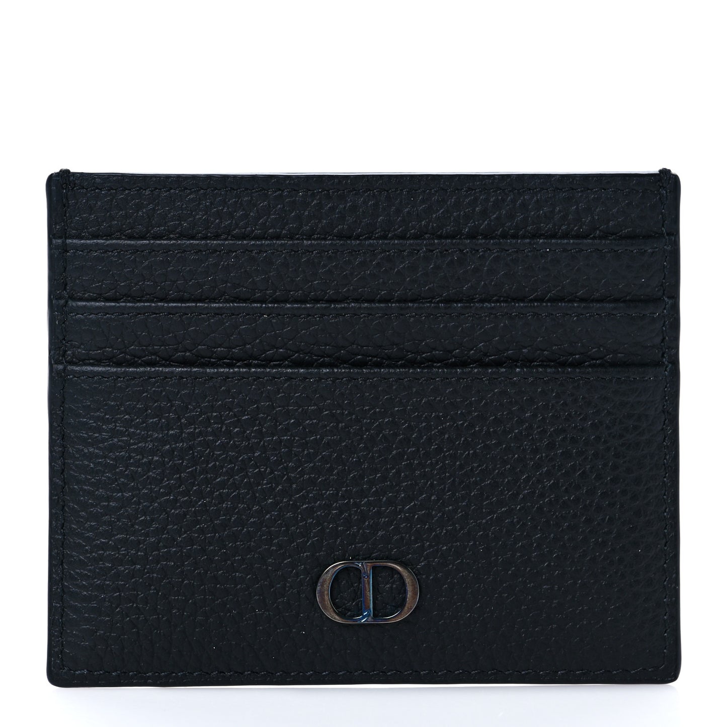 Grained Calfskin Card Holder Black