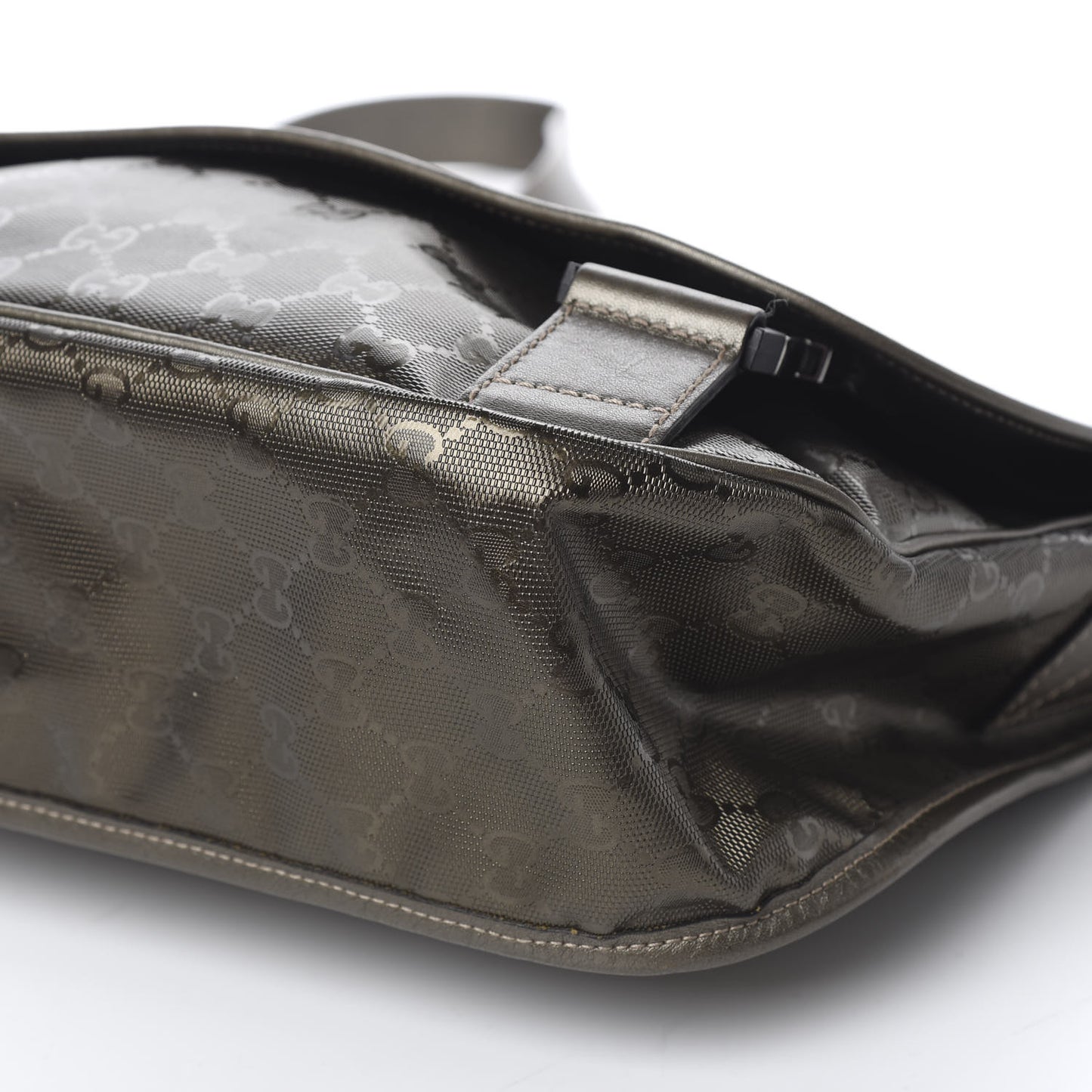 Imprime Monogram Medium Double Buckle Flap Messenger Bag Pewter