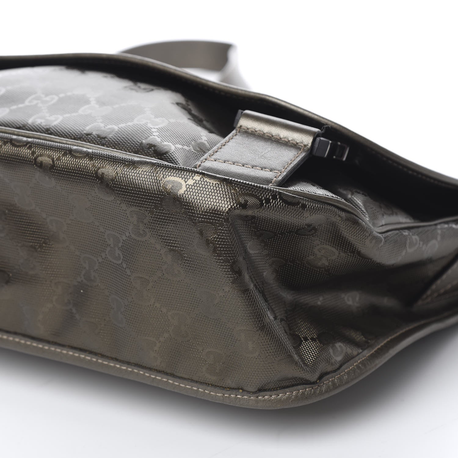 Gucci Imprime Monogram Medium Double Buckle Flap Messenger Bag Pewter 8 of 9
