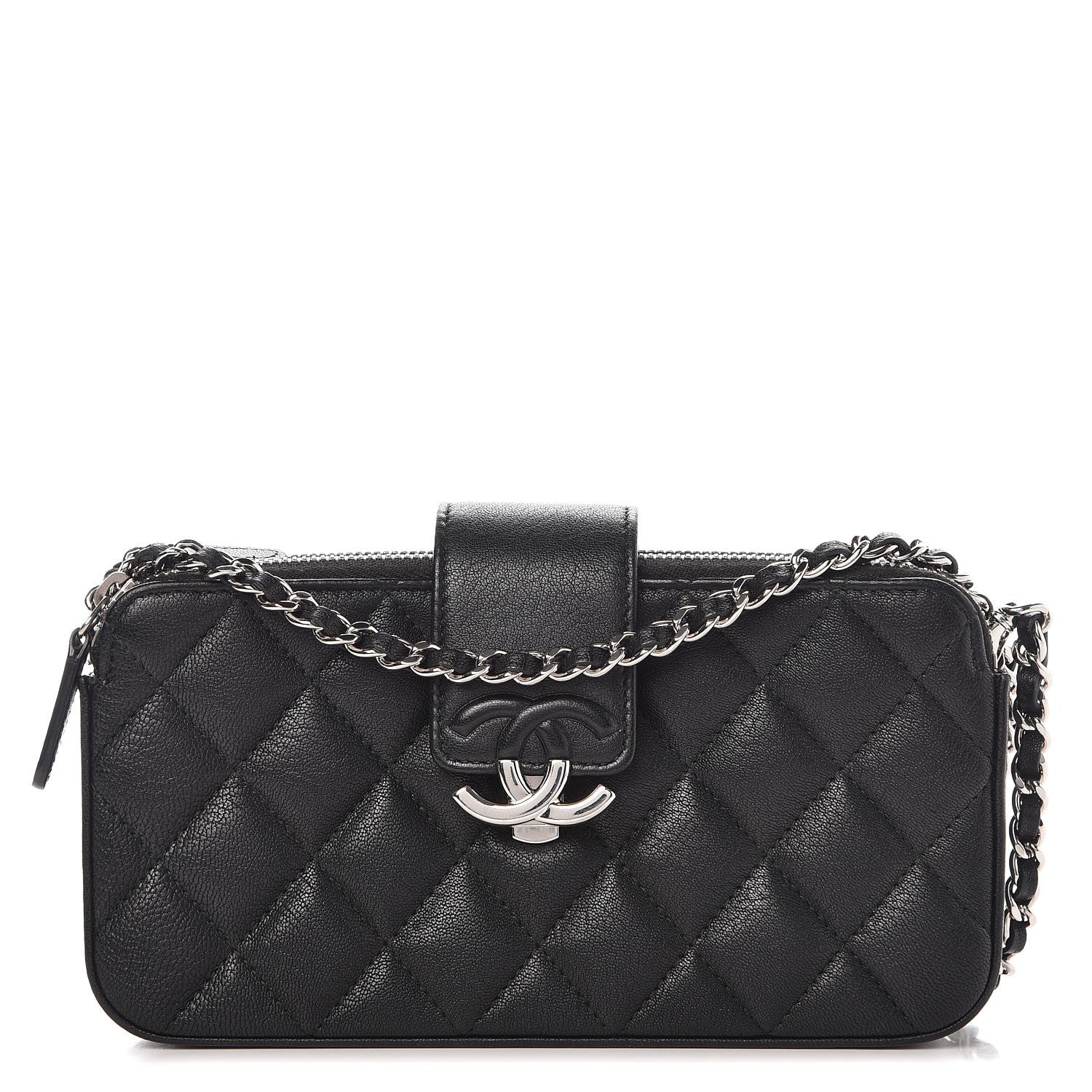 Chanel Lambskin Quilted CC Box Clutch With Chain Black 1 of 10