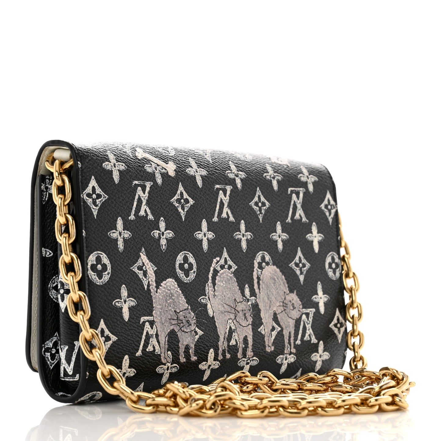 Catogram Twist Chain Wallet Black