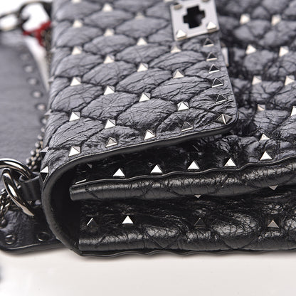 Valentino Garavani Craquele Nappa Medium Rockstud Spike Shoulder Bag Black 9 of 13