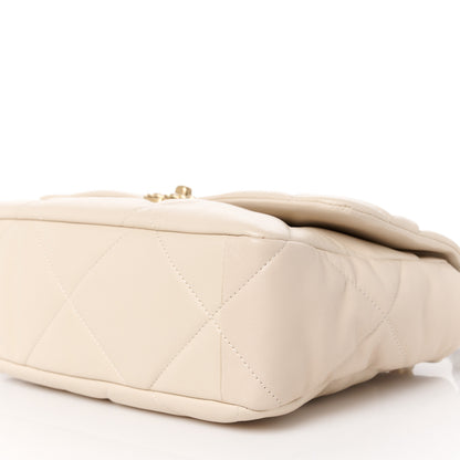 Chanel Goatskin Quilted Large Chanel 19 Flap Light Beige 10 of 10