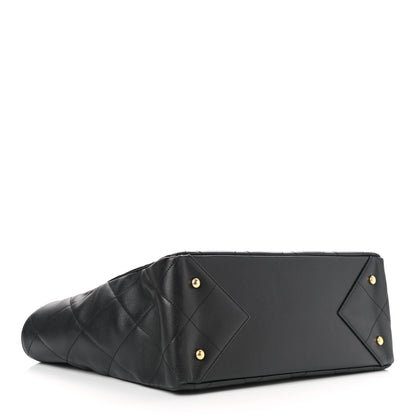 Chanel Calfskin Quilted Chain Shopping Tote Black 3 of 10