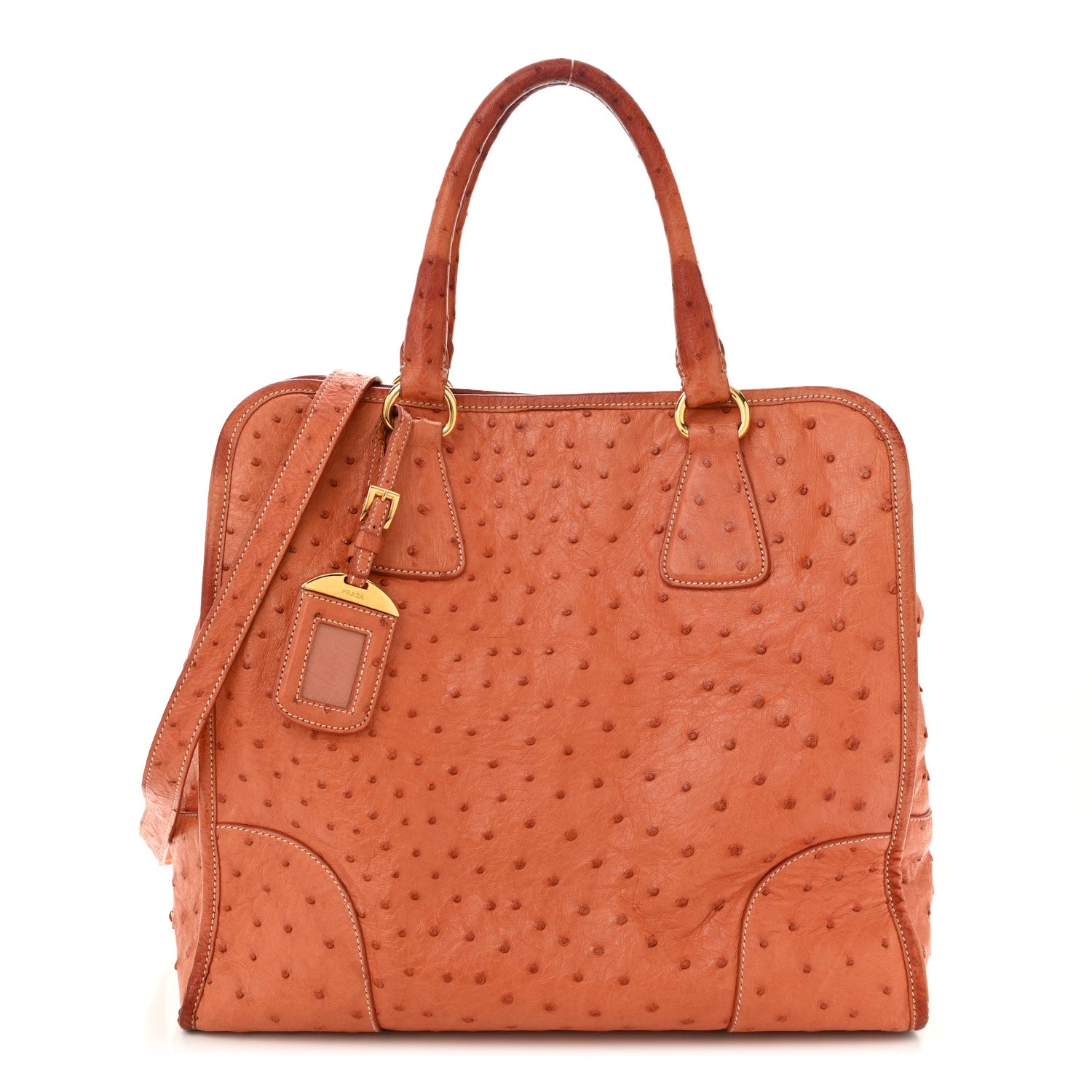 Prada Ostrich  Tote Cognac 1 of 13