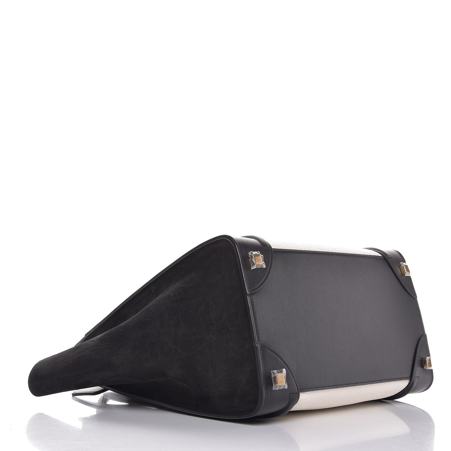 Elephant Calfskin Suede Mini Bi-Color Luggage Black White