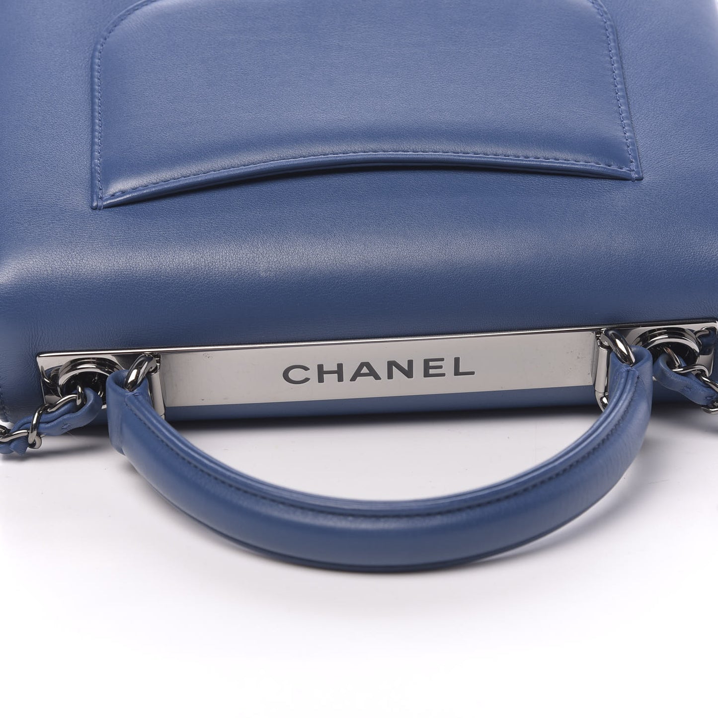 Calfskin Small Trendy CC Dual Handle Flap Bag Blue