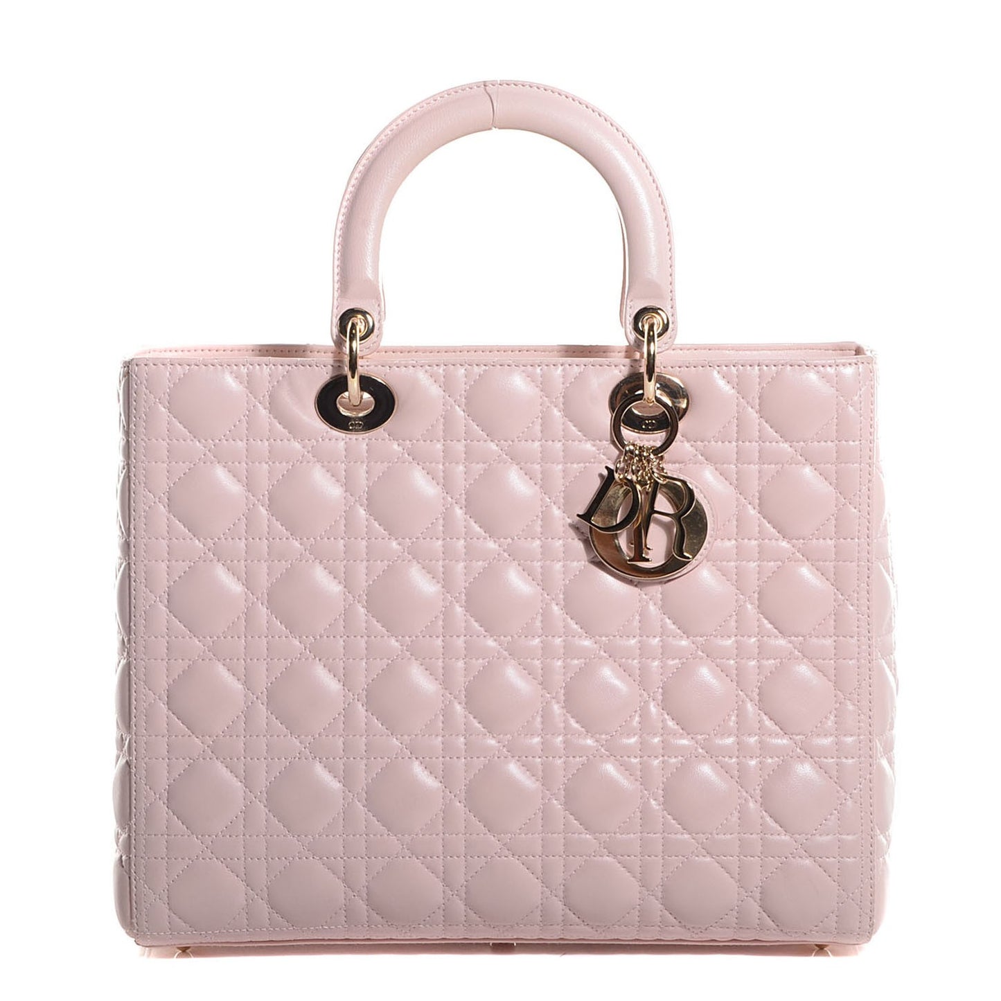 Lambskin Cannage Large Lady Dior Rose Poudre