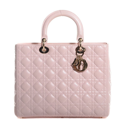 Christian Dior Lambskin Cannage Large Lady Dior Rose Poudre 1 of 7