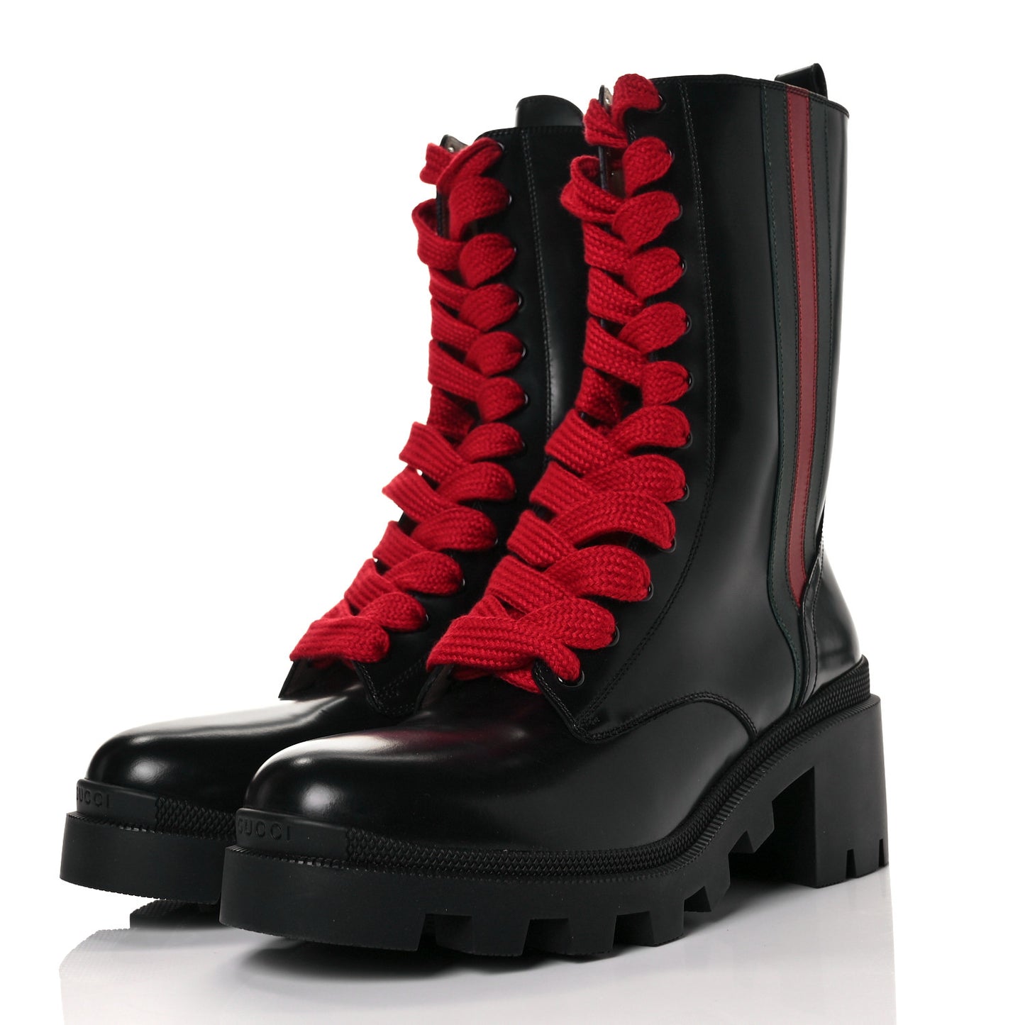 Magnum Calfskin Cirano Lux Web Lace Up Tall Combat Boots 41.5 Black Verde Hibiscus Red